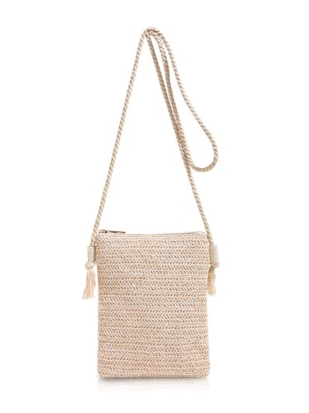 Straw Crossbody Phone Purse Detachable Rope Small Cell Phone Bag